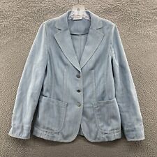 Akris Punto Jacket Womens Size 6 Blue Chambray Denim Single Breasted Blazer picture
