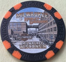 Harley Davidson Wide Print Poker Chip Milwaukee HD Milwaukee, Wisconsin picture