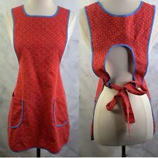 Vintage Pinafore Apron Dress Country Calico Prairie Cottage Ruffles Cotton Red picture