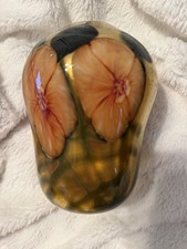 Charles Lotton Art Glass Floral Vase Signed Vintage Studio Glass 7