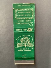Vintage 1940s 1950s Downtown Hotel Courts Mobile Alabama Matchbook Cover 40s 50s picture