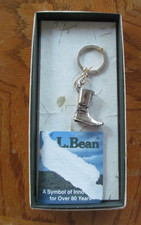 Vintage Sterling Silver Tall Lace-Up LL Bean Boot Key Chain Box picture
