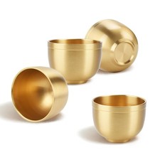 4 Pack Gold Shot Cups Brass Shot Glasses 2-7/8oz Cool Shot Glasses Set Man Cave picture