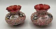 Set of 2 Vintage Florida Souvenir Shell Vases Pink Encrusted Seashell picture