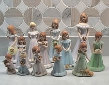 12 Vintage Enesco Growing Up Birthday Girls Figurines 1-16 Brunette Incomplete picture