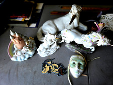 Lot of 4 Ceramic Unicorn Figurines, Unicorn light catcher, girl music box, mask picture