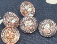 vintage pink glass crystal buttons 1/2