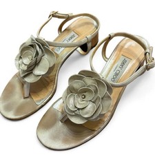Jimmy Choo Gold Floral Heeled Sandals ✨🌸 picture