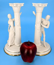 Vintage 1986 Franklin Mint Romeo and Juliet Fine Bisque Porcelain Candlesticks  picture