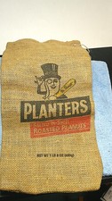 Vtg Mr. Peanut Planters Salted In Shell Roasted Peanuts 1lb 8oz Burlap Bag Empty picture