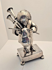Rare Vintage Italian Silver Bagpipe Player Figurine picture