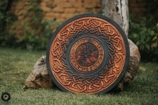 Vegvisir Round Wooden Antique Viking Shield Icelandic Runic decorative Designer picture