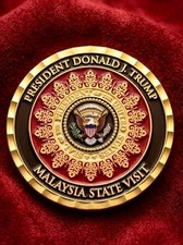 RARE AUTHENTIC PRESIDENT DONALD TRUMP 2025 MALAYSIA STATE DINNER CHALLENGE COIN picture