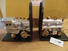 New In Box Pendulux Locomotive Bookends.Heavy Hand Polished Cast Aluminum/brass picture