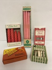 Vintage Candle Lot Boxed Cable Twist Tapers Tiny Lights Holly Denmark Unused picture