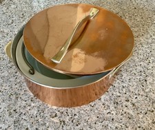 VINTAGE MID-CENTURY JENS QUISTGAARD COPPER POT W/LID PORCELAIN INSERT & TRIVET S picture
