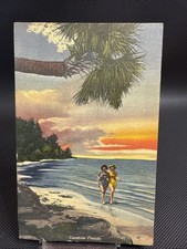 Postcard FL Carefree Florida Ladies Affectionate Walking Along Shore Sunset picture
