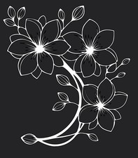 New White Flowers Floral Permanent Decal Sticker Vinyl Big 6” Clear Background picture