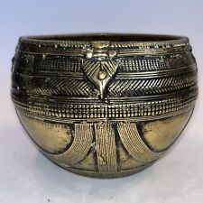 Small Vintage Handmade African Ornate Bronze Metal Vase Pot 5.5