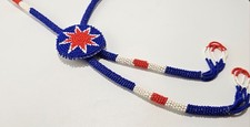 Vintage Native American Plains Style Beaded Bolo Tie Morning Star Rosette Long picture