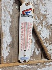 VINTAGE HONDA PORCELAIN SIGN MOTORCYCLE OLD US THERMOMETER GAS DIRT BIKE SERVICE picture