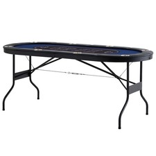 Uimoso 8-Player Oval Foldable Poker Table for Casino and Texas Hold'em, 72