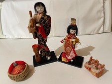 Pair of Vintage Japanese Ningyo Dolls Figurines plus extras picture