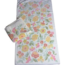 Vintage 2- Utica Fine Arts J.P. Stevens Floral Bath Towel Set Pink Yellow Orange picture