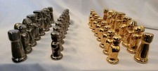Vtg Stoneware Chess Set Modernist MCM Artisan Signed Jerry English Gold & Silver picture