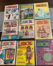 1960s-70’s Sick, Cracked Magazine Lot Of 9 FINE Condition Satire Hippie Culture picture