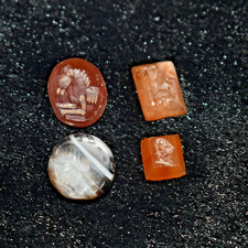 4 Ancient Near Eastern Carnelian Stone Intaglio Seal Lot in good Condition picture
