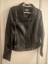 Harley Davidson Black Leather Jacket Womens Rose Tattoo Rare Ladies Collection picture