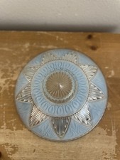 Antique 1940's 3 Chain Glass  Blue Frosted Ceiling Light Fixture 10 1/4