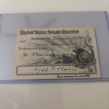 Senator GEORGE F. HOAR Signed Senate Chamber Pass 1903 picture