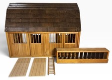 Breyer Deluxe Horsebarn Retired Wooden 2 Stall Stable Ladder Hayloft & More. picture