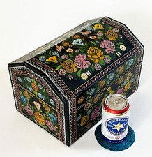 MEXICAN OLINALA GUERRERO FOLK ART MAQUE LACQUER LINALOE WOOD LG 12 x 8 BOX CHEST picture