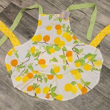  Vintage Citrus Apron Lemon Orange Ruffled Hostess Retro kitsch Kitchen Linen NO picture