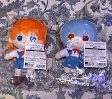 LIMITED SET Evangelion Store Neon Genesis Evangelion Asuka & Rei Plush Lot 2 picture