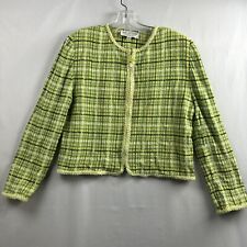 ST JOHN COLLECTION by MARIE GRAY Jacket Cardigan 16 Knit Full Zip Green Plaid picture