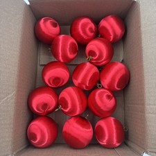 14 Vintage Cherry Red Satin Sheen Christmas Ornaments 2.25