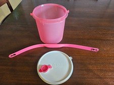 Tupperware Jumbo Canister-with pour-all seal & carrying handle Never Used Pink picture