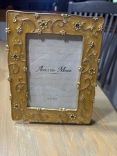 Ashleigh Manor Gold Enamel Picture Frame With Flowers & Vines 3.5” X 5” picture