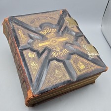 1800's Antique German Bible Martin Luthers Illustrated Bound Heilige Schrift picture