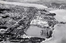 c1950s Aerial Sturgeon Bay Wisconsin WI RPPC Photo Postcard COPY picture
