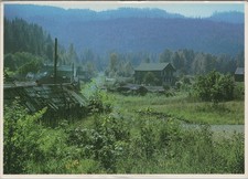 Cumberland British Columbia buildings and wooded landscape Postcard picture