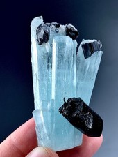 204 Carat Aquamarine Crystal With Black Tourmaline specimen from skardu Pakistan picture