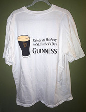 Guinness Beer Halfway to St. Patrick’s Day Breweriana White T-Shirt, Size XL picture