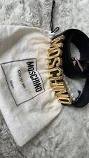Men's Moschino Metal Gold Logo Buckle Leather Belt size52 picture