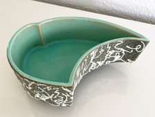 vintage Yamasan  ikebana vase 1960's mid-century Japanese suiban pottery aqua picture