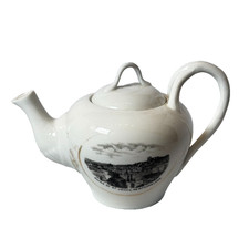 RUINS ST JOHN - NEWFOUNDLAND CANADA ANTIQUE Souvenir CHINA TRINKET TEAPOT picture